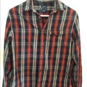 GAP Blue/Red/Yellow Flannel Button-Up